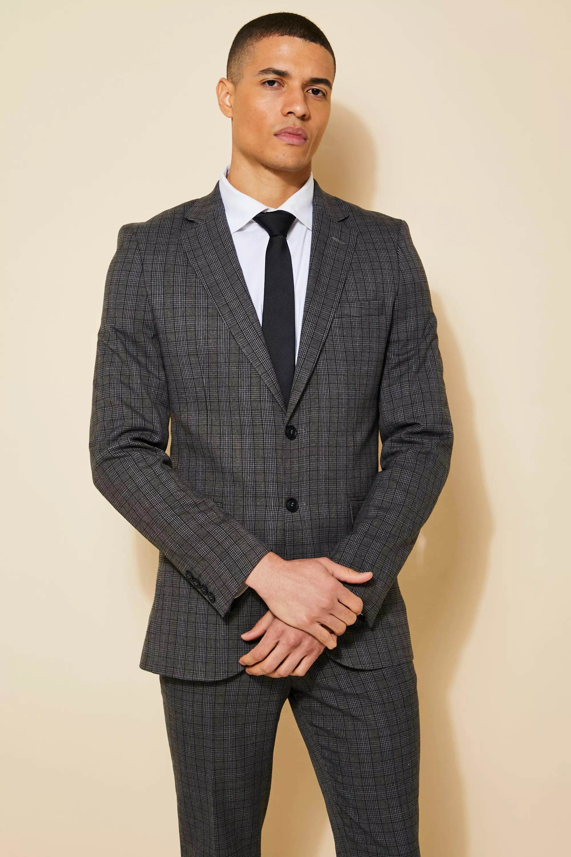 Grey checkered clearance suit jacket